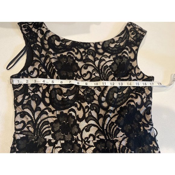 Eliza J Womens Lace Sheath Dress EJ2M2743 Back V Round Neck Black Cream Size 10 - Picture 6 of 11